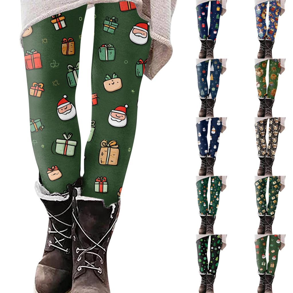 Women's Christmas Print Slim Fit Elastic Yoga Casual Pants