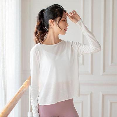 Camisetas deportivas de manga larga con espalda abierta para mujer, camisetas finas para baile y Yoga, entrenamiento, gimnasio, Fitness, camisetas holgadas sexis para correr