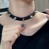 Subculture Punk Leather Cat Paw Chokers Black Vintage Studs Pendant Necklace Versatile Adjustable Collar Choker for Cosplay