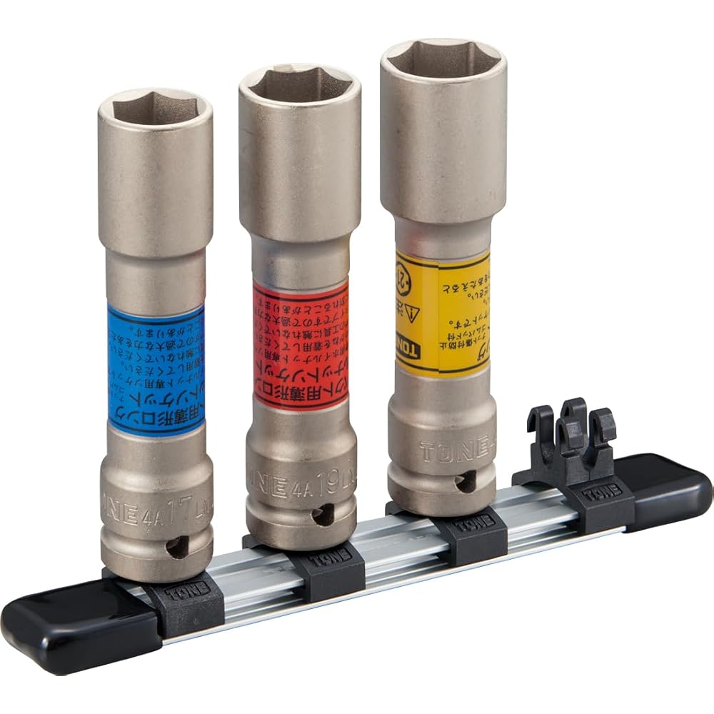Tone Impact Thin Long Wheel Nut Socket Set with Holder 3 Pieces 12.7mm Drive