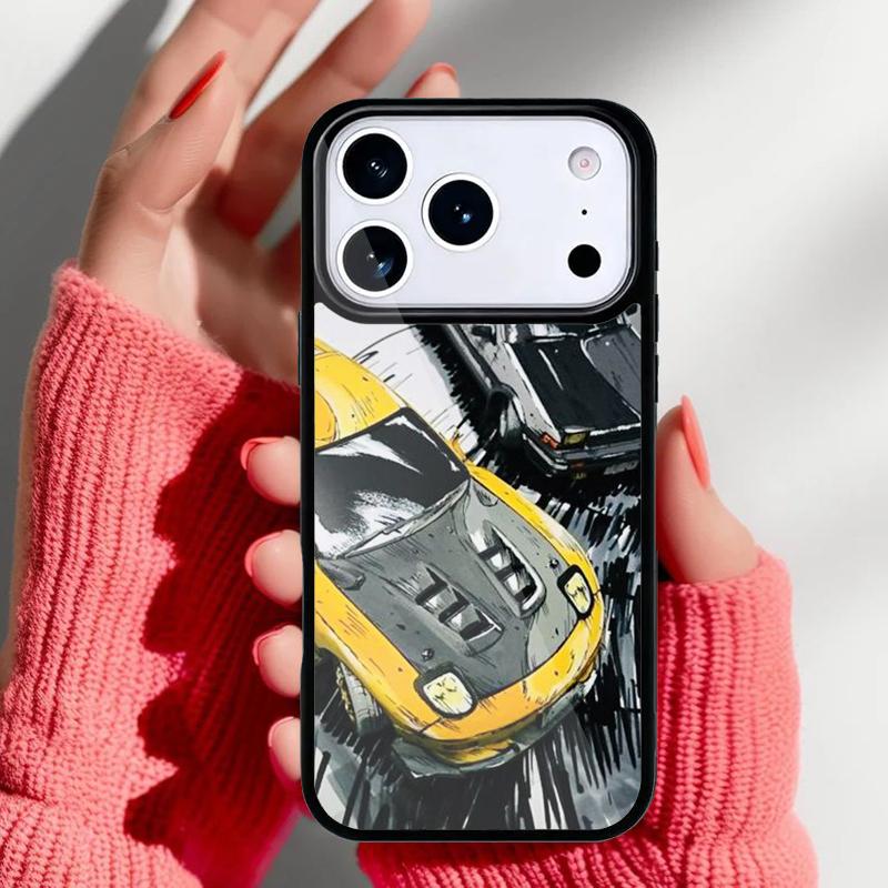 Initial= D Drift Phone Case for iPhone 17 16 15 14 13 Pro Max Back Cover for 12 11 Pro Coque