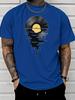 Unisex White Crew Neck Tee Vinyl Record Water Reflection Print Loose Oversized Short Sleeve Unisexs Streetwear Summer Casual Basic Top