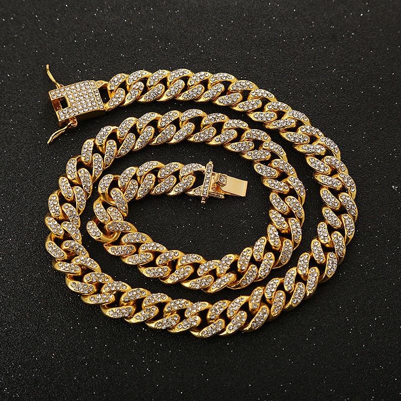 Trendy Men's and Women's Full Diamond Big Gold Cuban Chain Necklace - Hip-Hop Street Dance Rap Accessories.