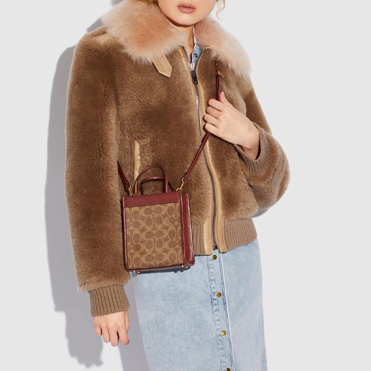Coach Cashin 14 Classic Vintage Print Color Block PVC Leather Tote Bag Shopping Bag Phone Bag Crossbody Shoulder Bag Handbag Women Tote C5277-B4NQ4