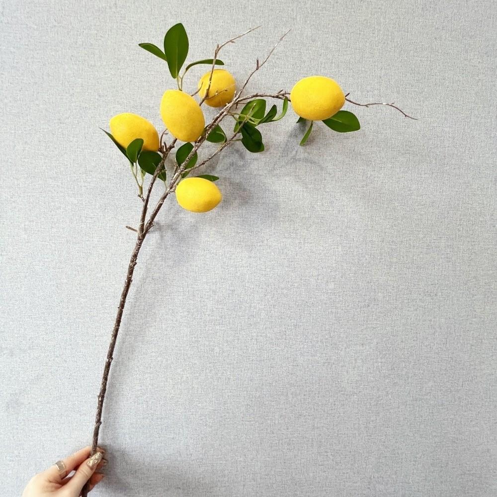 Green Leaves Artificial Lemon Fruit Faux Lemon Fake Plants For Home Garden Decor