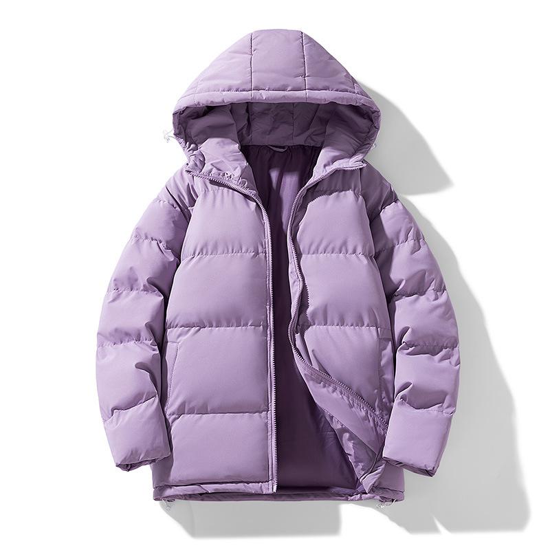 New Cotton-padded Men's Hooded Bread Coat Cotton-padded Couple Hooded Casual Cotton-padded Youth Tide Brand Solid Color Cotton-padded Coat