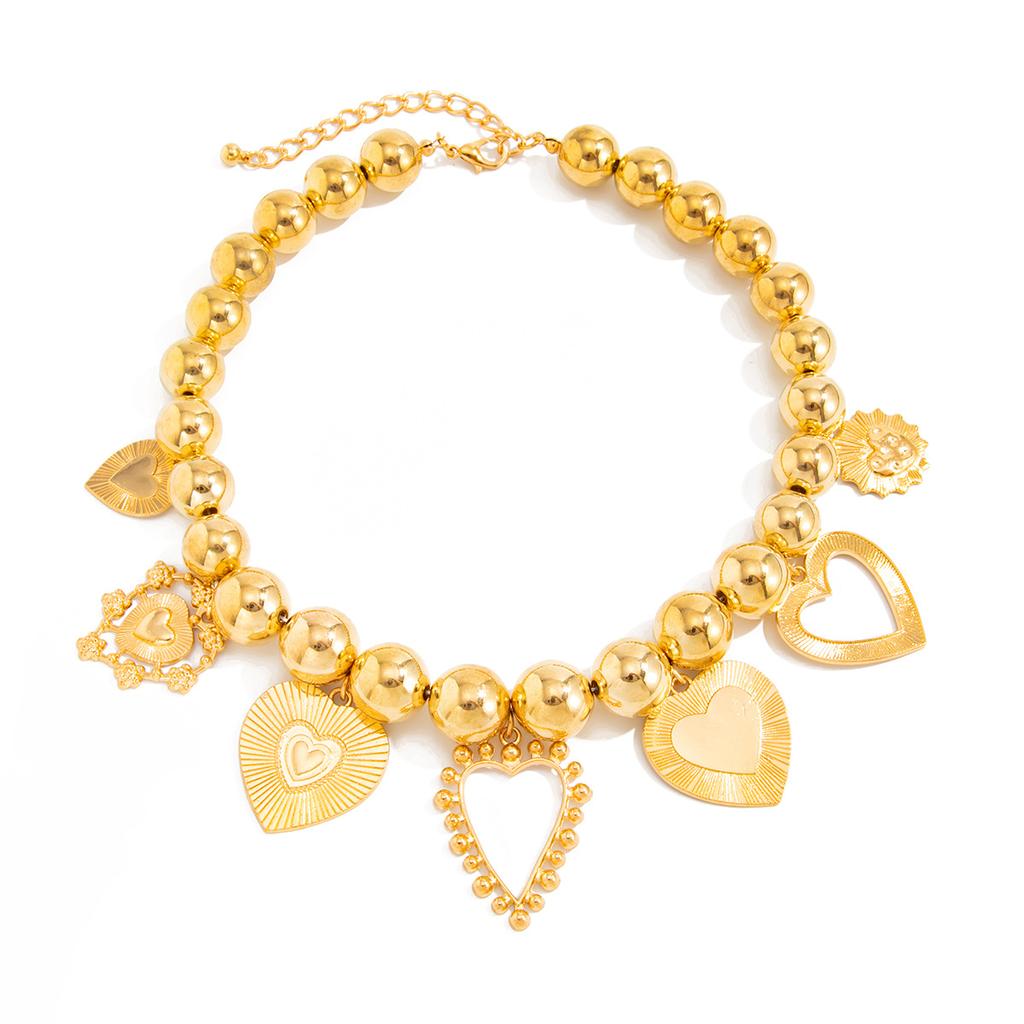 Chunky Chain Neck Jewelry Accessories Heart Pendant Jewelry Women Simulation Pearl Beaded Clavicle Chain Necklace