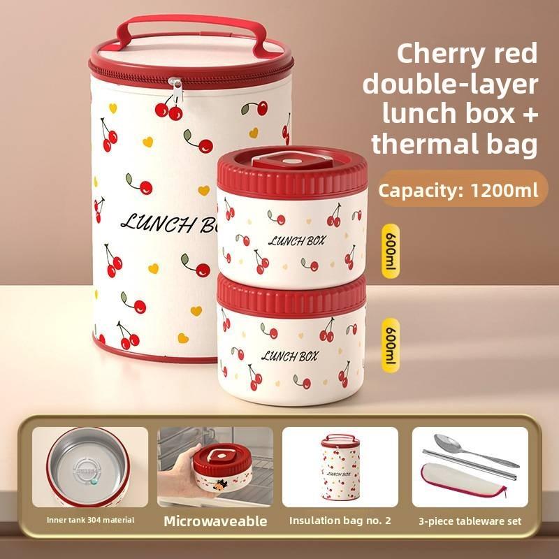 Fairy Cherry Pattern Food Container With Leakproof Sealing For School And Workplace