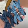 Personality Denim Blue Fabric Bow Barrettes a Pair of Hairclips Side Shredded Hair Bangs Clip Duckbill Clip