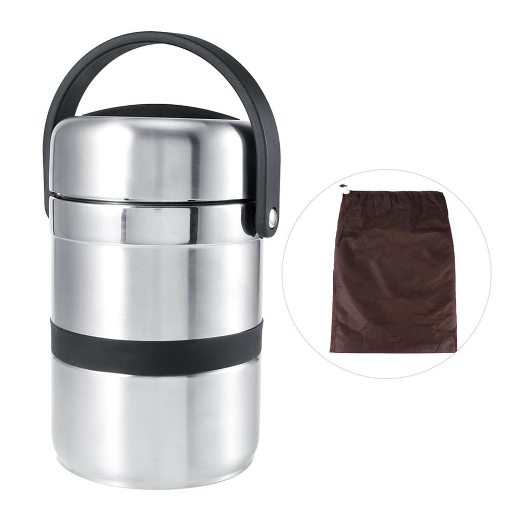 Portable Stainless Steel Multilayer Insulated Thermal Lunch Box Food Container Tableware 1.8L