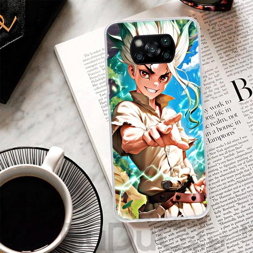 D-Dr Stone Anime Cover For Xiaomi Poco X7 X6 X5 Pro X3 Nfc F7 Ultra Phone Case F6 F5 X4 F4 Gt F3 M6 M5S M4 M3 Print Shell Poco X