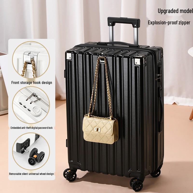 Influencer Silent Student Suitcase - 24" Wide Handle, Aluminum Frame, Durable Universal Wheels
