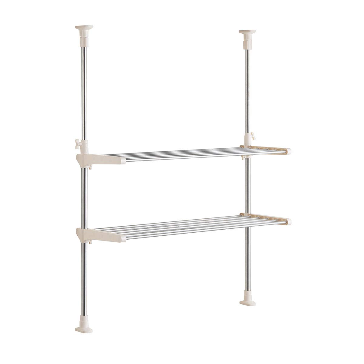 

Bestco Stainless Steel Tension Kitchen 2 Wide Warm Rack, Tier, Shelf, Gray, NY-1001