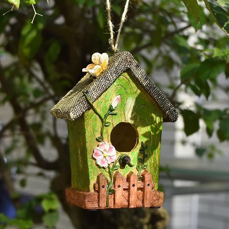 Resin Birdhouse, Craft Bird Nest, Garden Birdhouse, Courtyard Garden, Villa Balcony, Wall Hanging, Garden Landscaping, Outdoor Decoration, Bird Nest