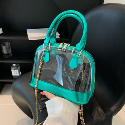 Modische transparente Schalen-Taschen sind heute beliebt, neue trendige Umhängetaschen für Frühling und Sommer, trendige Schultertaschen mit Kette