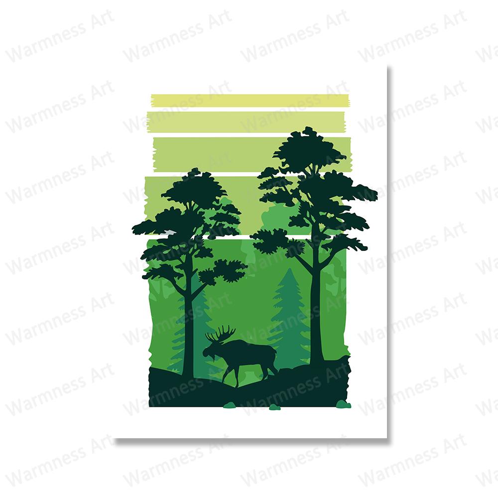 Landscape Wall Art Posters Natural Mountain Trees Sunset Canvas Painting Prints Nordic Wall Pictures for Living Room Decoration