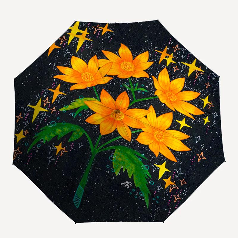 1pc Floral Constellation Artwork Umbrella with Plastic Handle,Suitable for All Seasons Home Travel Outdoor UmbrellaFP071