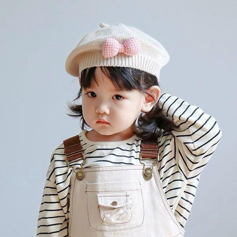 Children'S Beret Baby Hat Cute And Super Cute Autumn And Winter Girl'S Stylish Korean Style Princess Knitted Wool Painter'S Hat