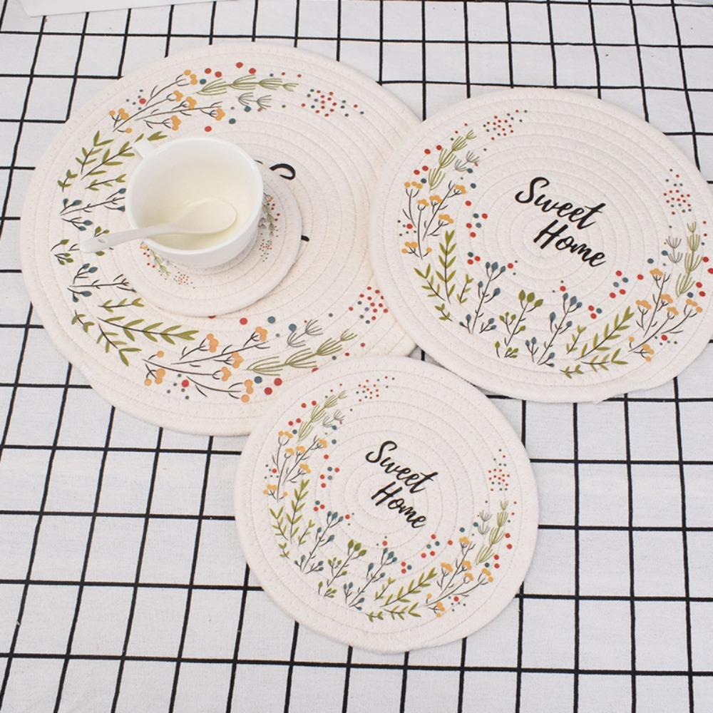 Heat Insulation Coffee Cup Mats Strawberry Pot Pad Table Mats Round Dining Mat Table Decoration