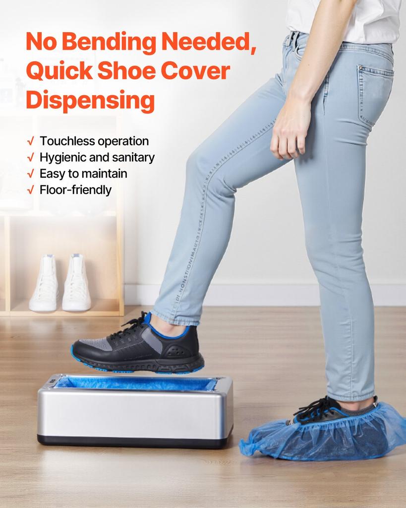 VEVOR Shoe Cover Dispenser Fits Up to US 11 / EU 44 with 100 Disposable Plastic Covers