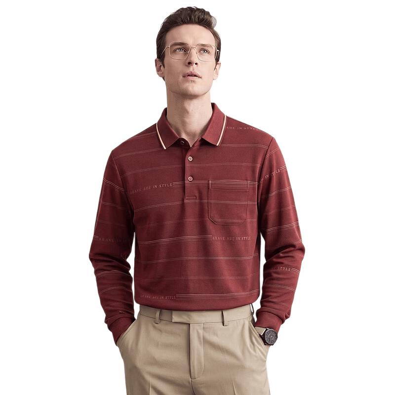SHANSHAN Men's Autumn Wool-Blend Long-Sleeve Polo Shirt