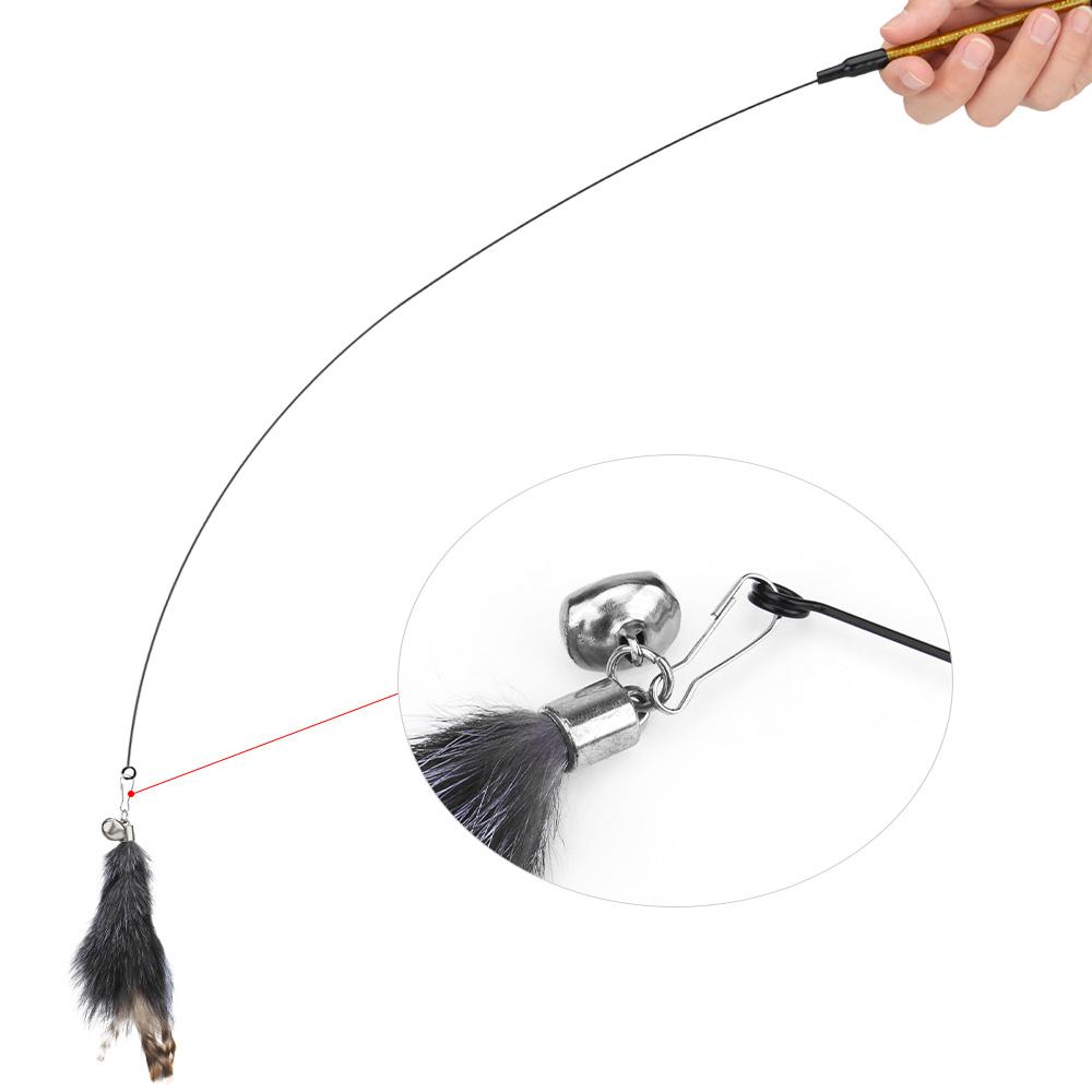 3pcs Random Color Feather Replacement Accessories Funny Cat Stick Rod Teaser Small Bell Plush Pet Toy