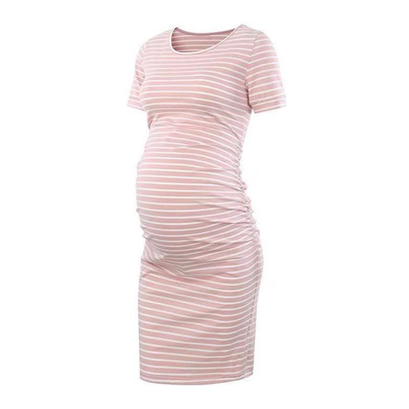 maternity casual v neck color matching frenulum dress