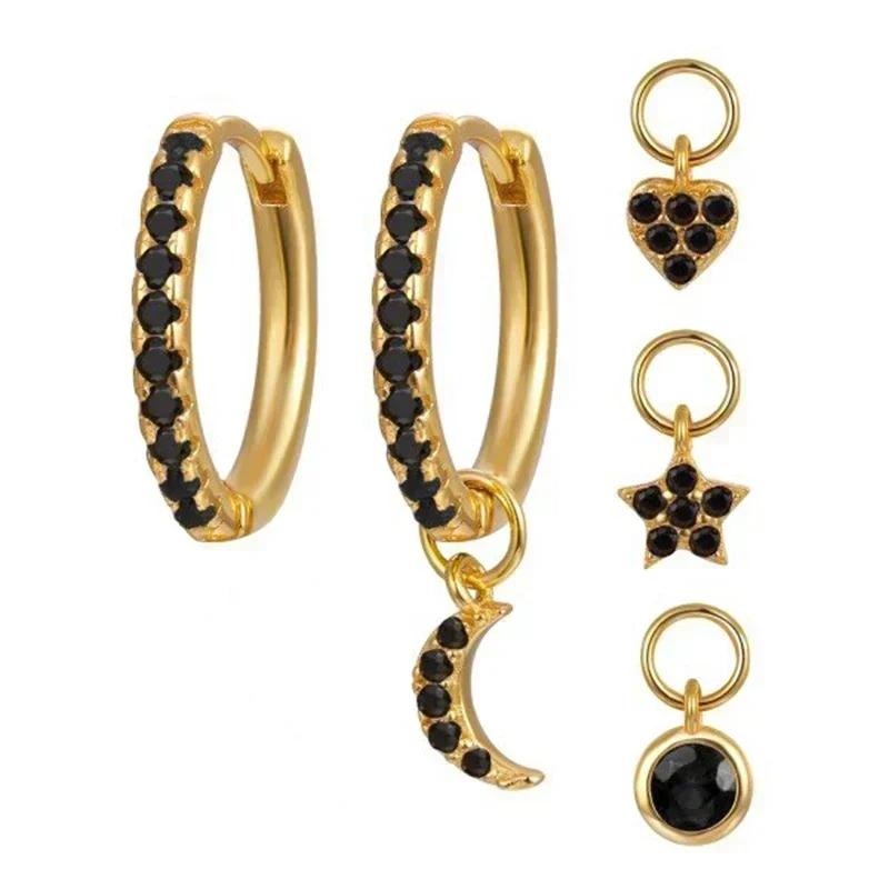 Evil Eye 925 Silver Ear Needle Exquisite Shell Zircon Retro Geometric Pendant Earrings for Women Fashion Party Jewelry