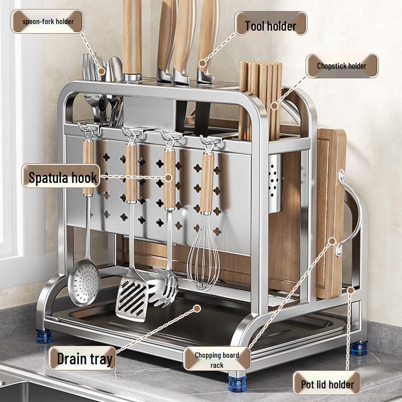 Heightened 316 Stainless Steel Kitchen Knife & Cutting Board Organizer