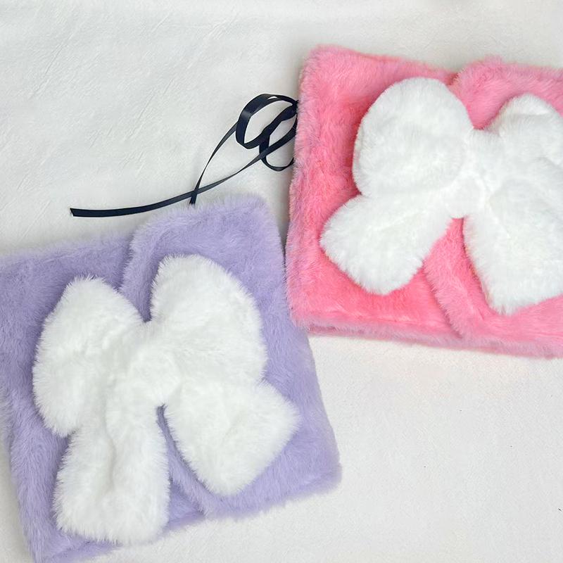 Ins Plush Bow 3-Inch Photo Album Two-Grid Bowknot Small Cards Storage Book Girl Star Chasing Card Loose Leaf Storage Album