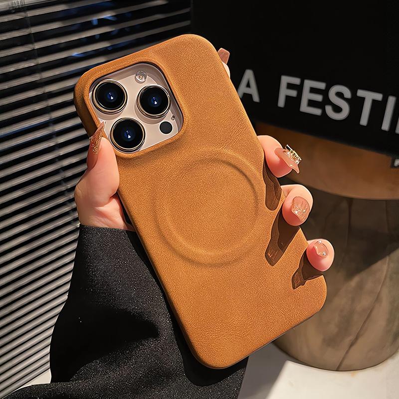 Magsafe Wireless Charging Retro Leather Phone Case For iPhone 16 12 13 14 15 16 Pro Max Plus Magnetic Bumper Cases Cover
