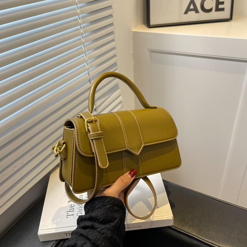 Осенние винтажные женские сумки с квадратной ручкой сумка на одно плечо из текстурированной искусственной кожи простая универсальная женская сумка-мессенджер 20cm ltMax Length lt30cm 2423₽