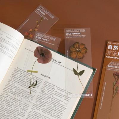 5pcs/Pack Flower Series Bookmarks For Books PET Clear Book Mark Page Marker Cute Stationery Student School Supplies