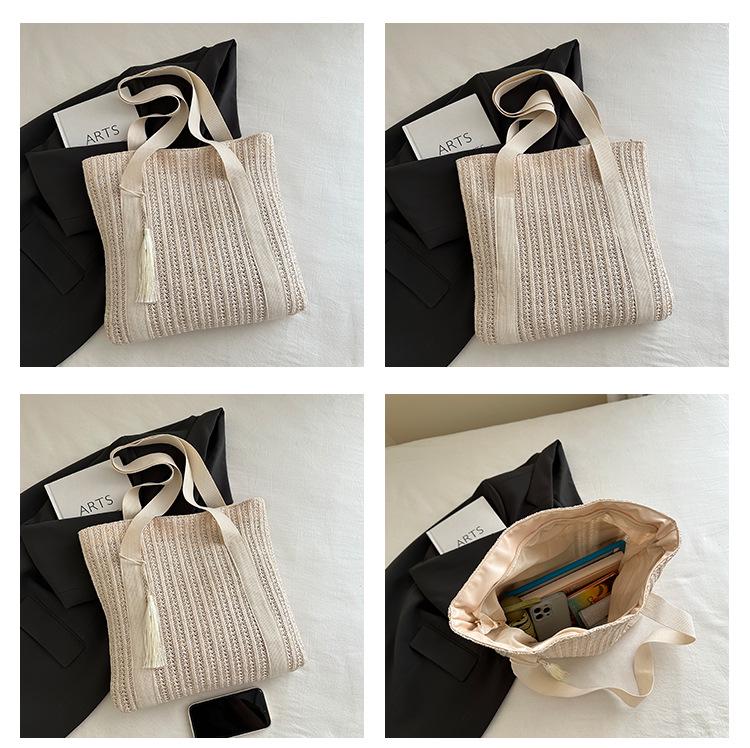 Woven Straw Crossbody Shoulder Bag - Large Capacity, Casual & Versatile Women's Summer Handbag