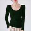 Cotton Crew Neck Slim Fit Long Sleeve Tshirt With Solid Color For Casual Wear