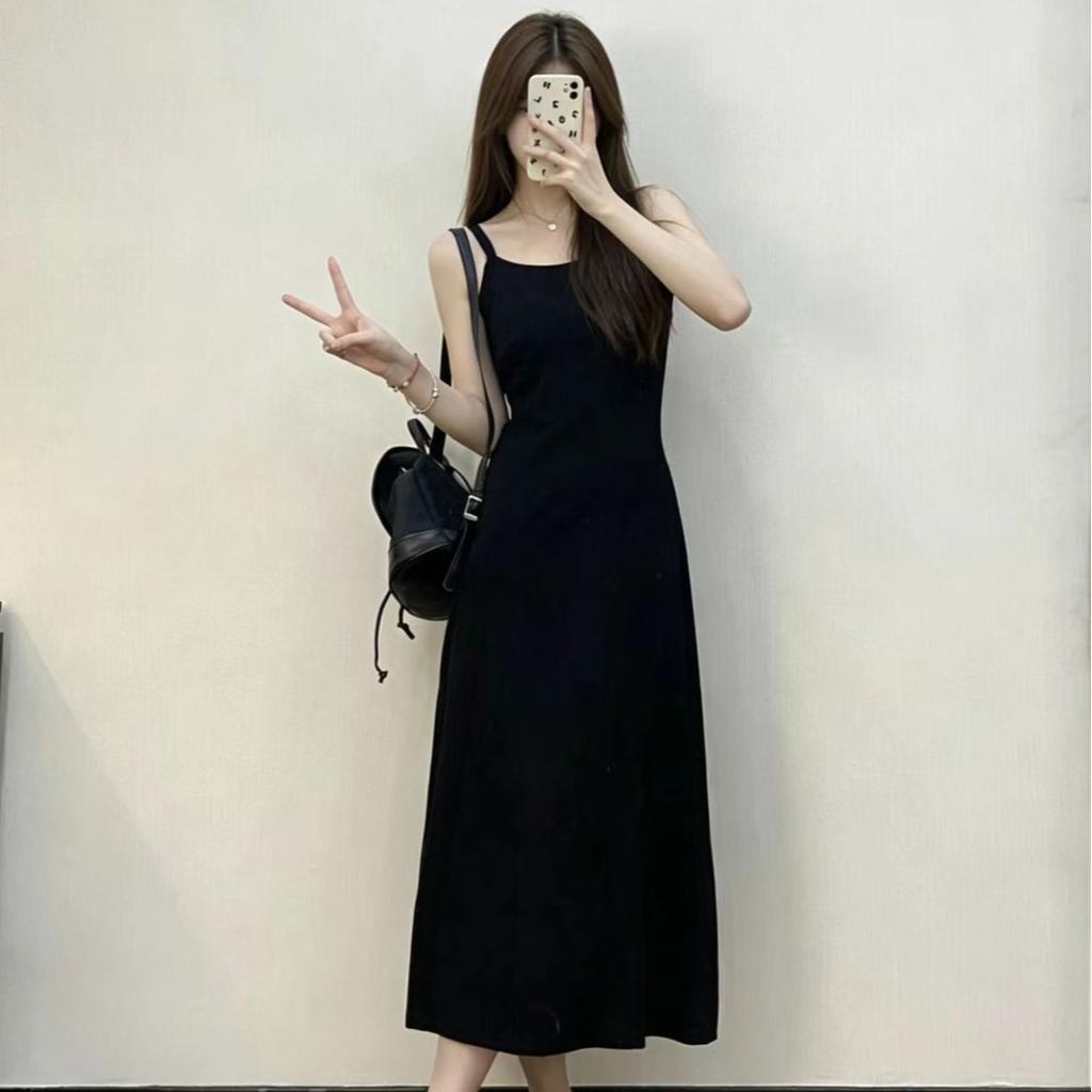 mm Hepburn style suspender knitted dress women's summer new sleeveless design waist vest long dress