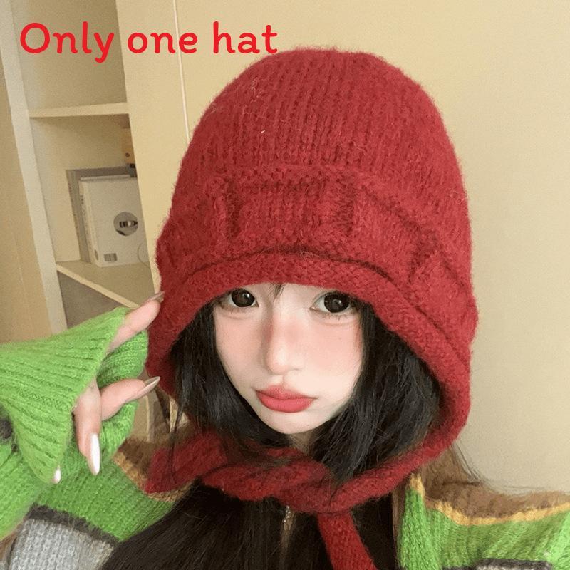 Woolen Knit Hat For Women With Windproof Warmth For Outdoor Activities