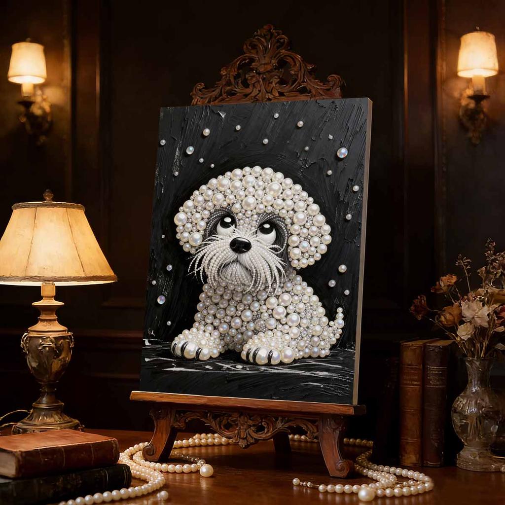 Kit Pittura Perle 5D Fai da Te Senza Cornice, Modello Cucciolo, Adatto per Decorazione Murale di Soggiorno, Camera da Letto e Altri Ambienti