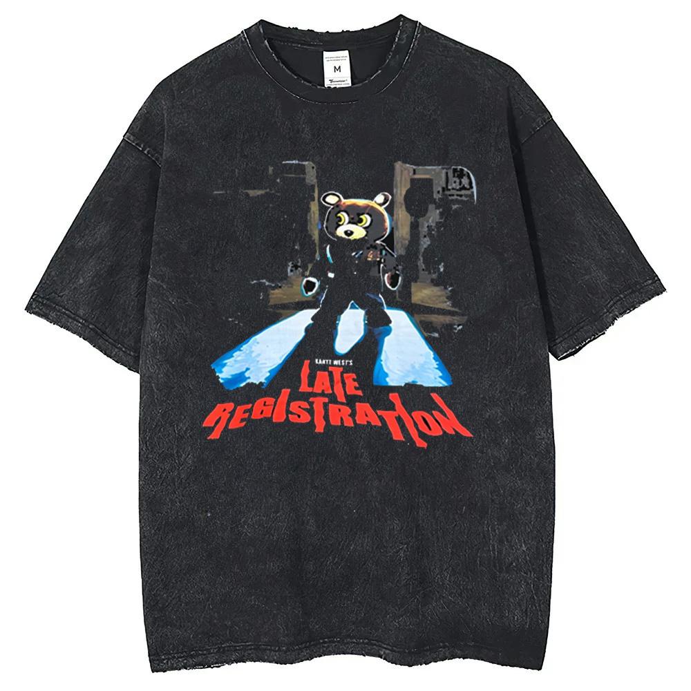 Camiseta Estampada de Turnê do Rapper Kanye West Verão Masculina e Feminina Algodão Roupas Y2K Manga Curta