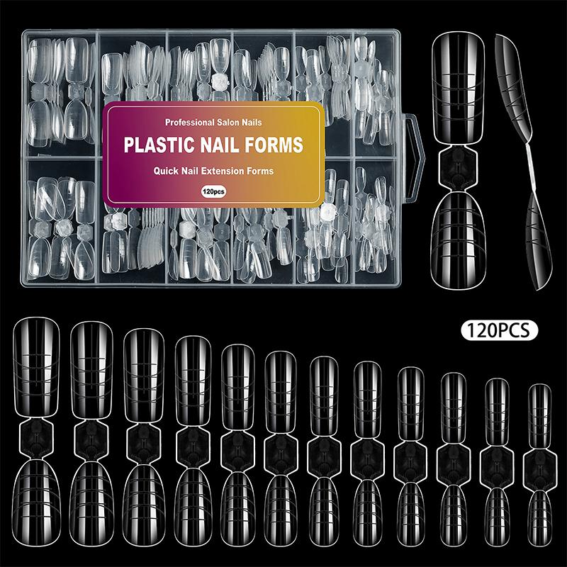 120 Pcs/Box 2 In 1 Nail Forms Mold Building Reusable Nail Extension Forms For Builder Gel Press On Nails Design Salon Diy Tools