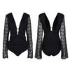 One-piece Swimsuit Female Conservative Slimming Sexy Deep V Small Chest Lace Long-sleeved Triangle Resort Hot Swimming Suit