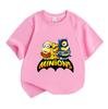 Kids Boys Girls Crew Neck Short Sleeve 100% Cotton T-Shirt, Funny Cartoon Super Minion Team Print Casual Soft Tee for Daily Wear Summer Tops
