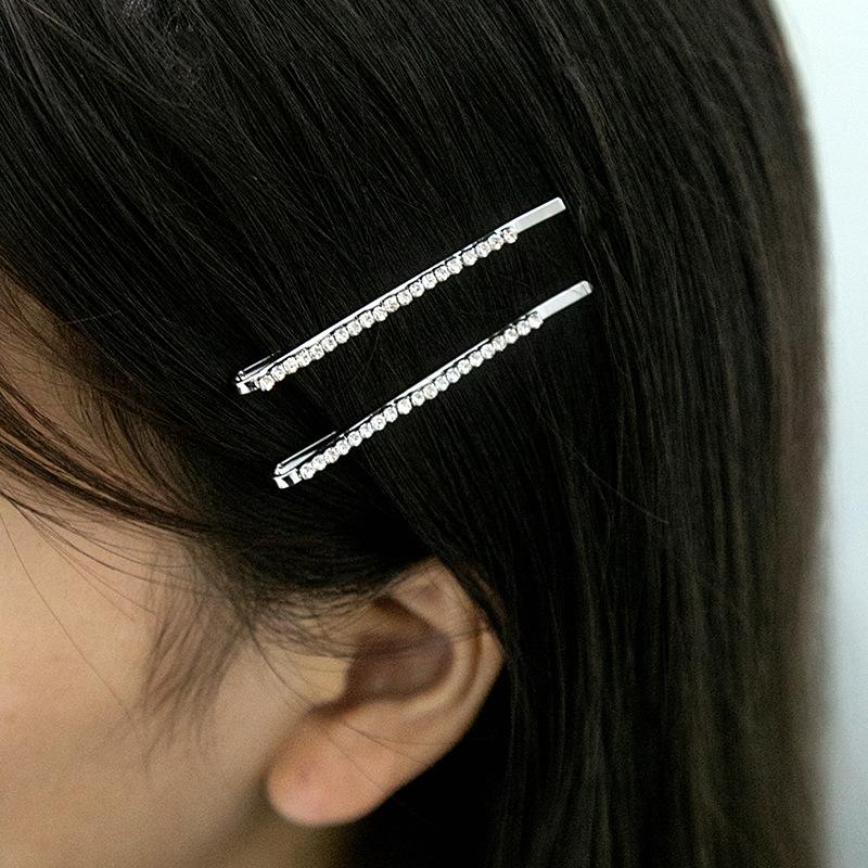 Simple Diamond-Encrusted Bangs One-Word Clip, Daily Commuting Broken Hair Side Clip Hair Accessories Women