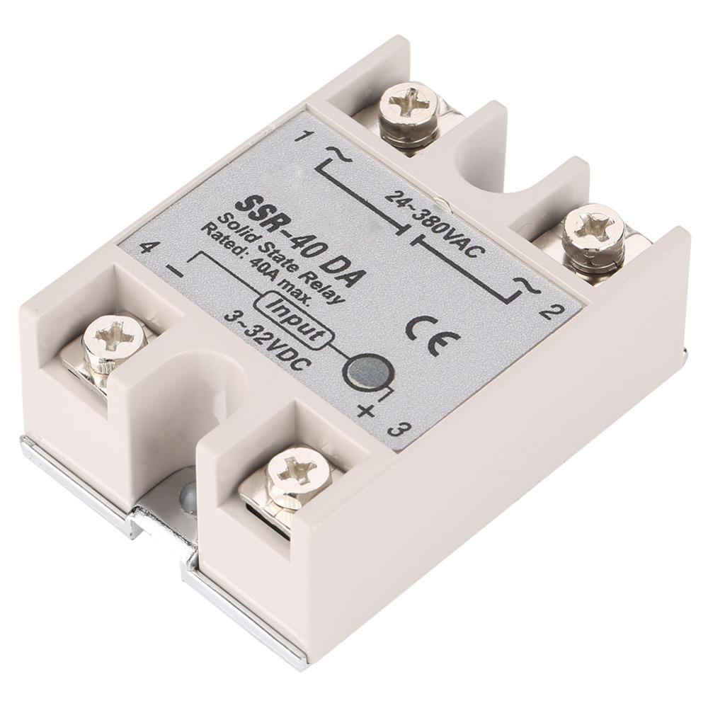 SSR- 40DA 40A Solid State Relay Input 3-32V DC Output 24-380V AC DC Control AC SSR- 40DA Solid State Relay Single Phase