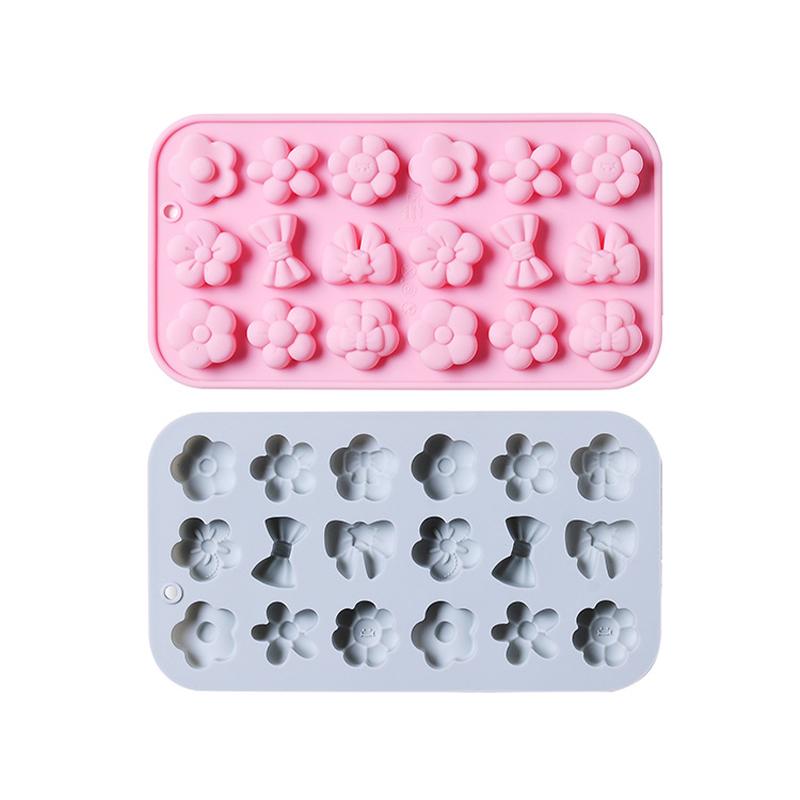 Cartoon Flower Leaves Shape Silicone Cookie Mold Uppercase Bows Chocolate Fondant Pastry Cake Decoration Tools DIY Sugar Forms