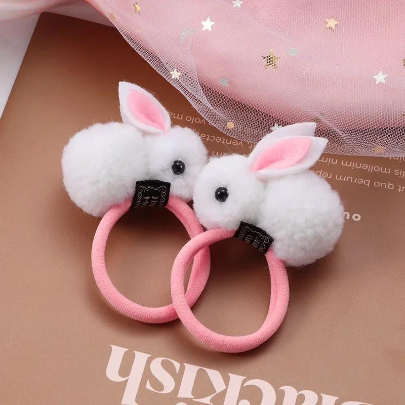 2 Stück Haaraccessoires Mädchen Elastique Cheveux Fille Gomas Elasticas Fellig Koreanisch Kinder Kleidung Hasenohren Scrunchie Stirnbänder