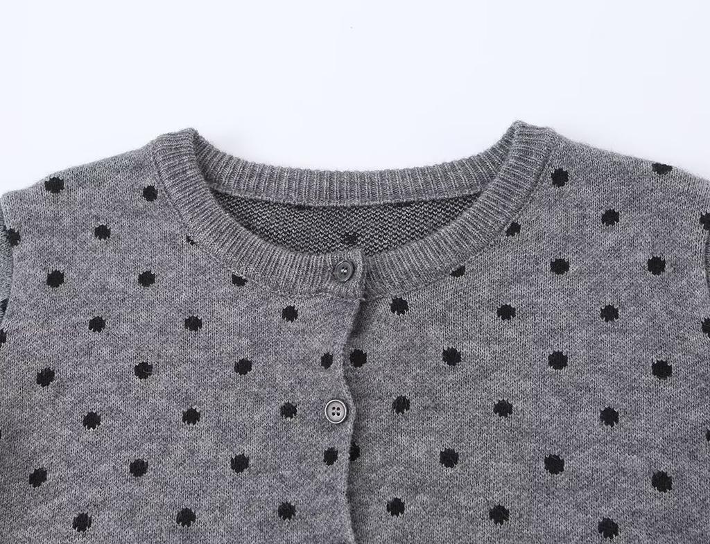 European and American style, new women's clothing, classic, foreign style, versatile, fashionable, polka dot cardigan sweater