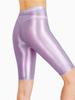 Pantaloni Scurți Noi cu Luciu de Ulei din Plasă Șapte Puncte Pantaloni Sexy de Yoga Elasticitate Ridicată Perspectivă Stil Coreean Modă Femei Policrom 4Hoa