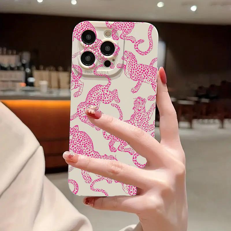 Pink Leopard Print Pattern Phone Case For iPhone 17 16 15 Pro Max 14 13 12 11 XS XR 7 8 Plus 16E Shockproof Soft Silicone Cover