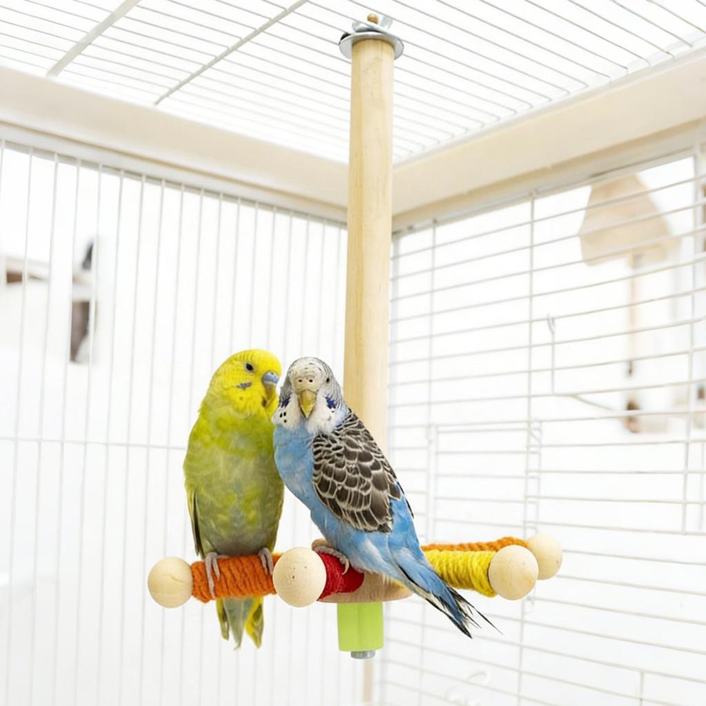 Wooden Interactive Bird Toys Spin Stand Rotating Bird Toy For Small Medium Animals Rest Expend Energy Relieve Boredom Encourage